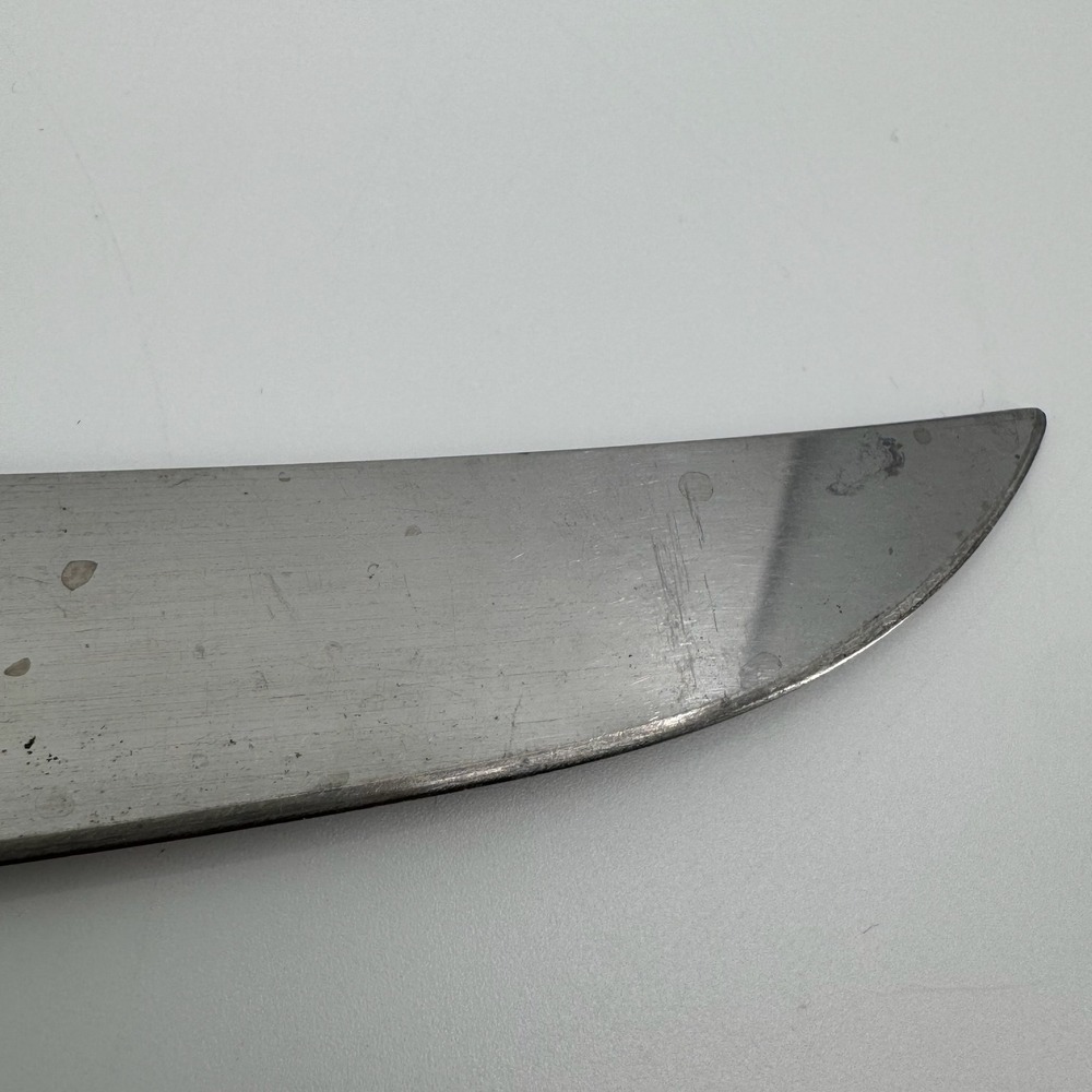 Vtg Stainless Steel Slicing Knife Amber Handle Carving Ham Roast Kitchen Utensil - Picture 5 of 7